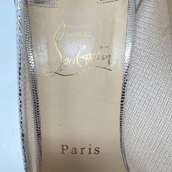 Christian Louboutin Silver Leather Mesh Galativi Pumps– Size 40 - Picture 6 of 10